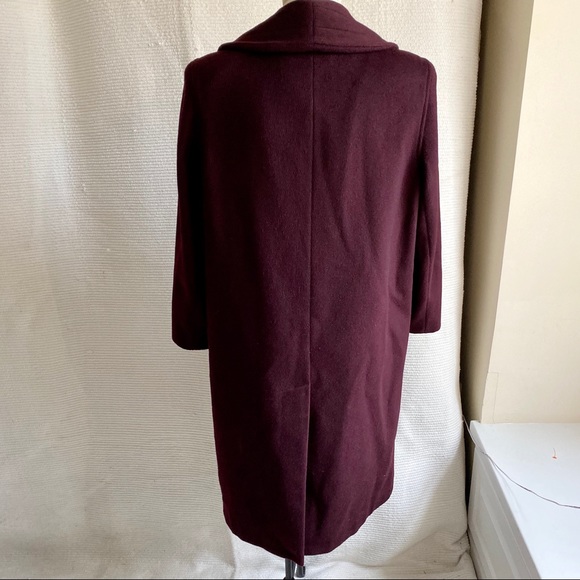 Vintage 80s 90s Wool 3/4 Long Midi Coat Wine Berry - Picture 5 of 8